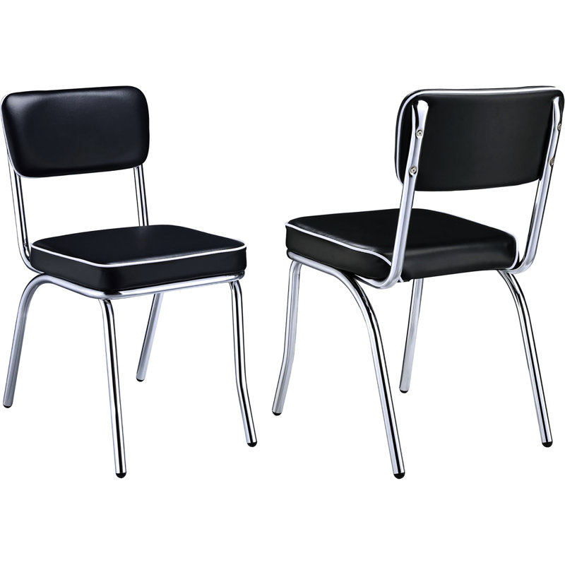 2 chaises d'appoint noires rembourrées de mousse, rembourrées en mousse, rembourrées de salle à manger contemporaine (de 2), rembourrées (de 2)