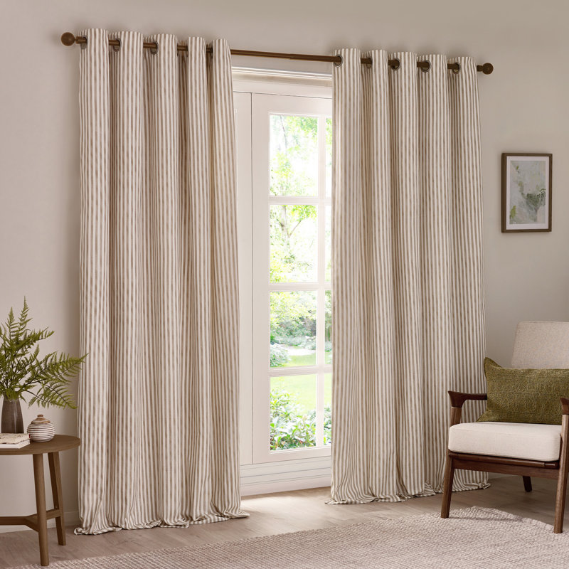 Hebden 100% Cotton Blackout Curtain Panel Pair, 229cm Width x 137cm Drop, Beige