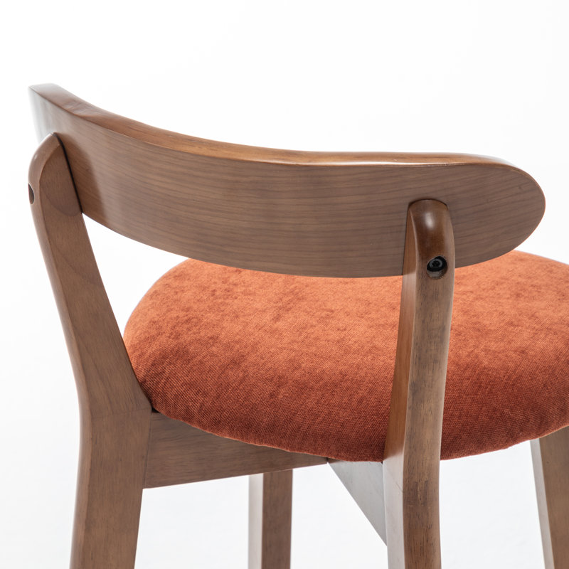 Nordic Solid Wood Bar Stool, Orange