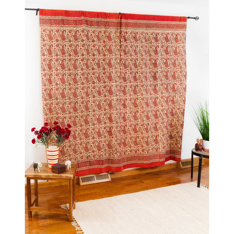 Rideau obscurcissant 100% coton Hardrian Rajasthan, Orange / blanc