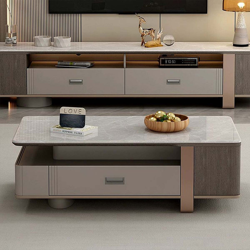 Table basse rectangulaire en acier au carbone gris