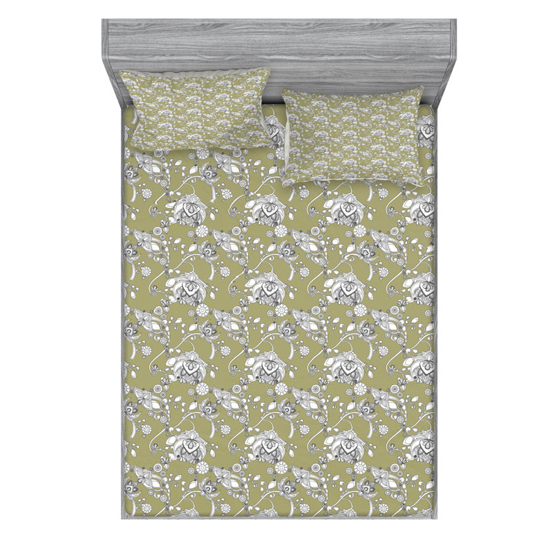Drap-housse en microfibre Ambesonne, Drap-housse grand avec 2 taies d'oreiller