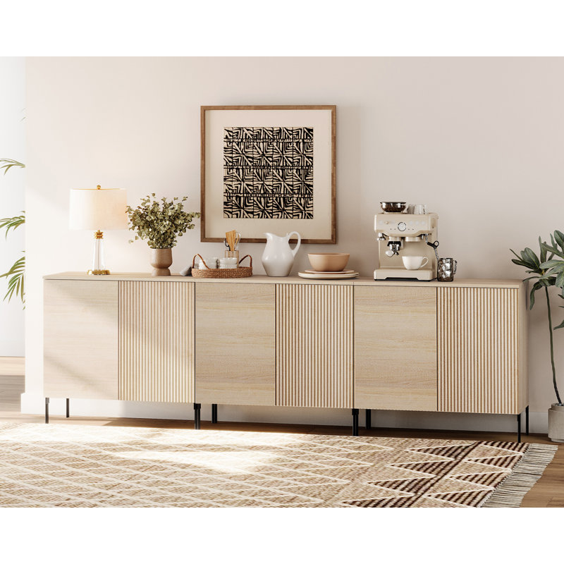Buffet en bois cannelé Aadham, Beige