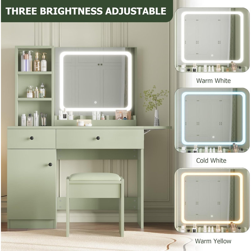Bureau de maquillage avec miroir, Vert