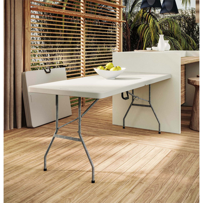 Granite White 6' Folding Table with Powder-Coated Steel Legs