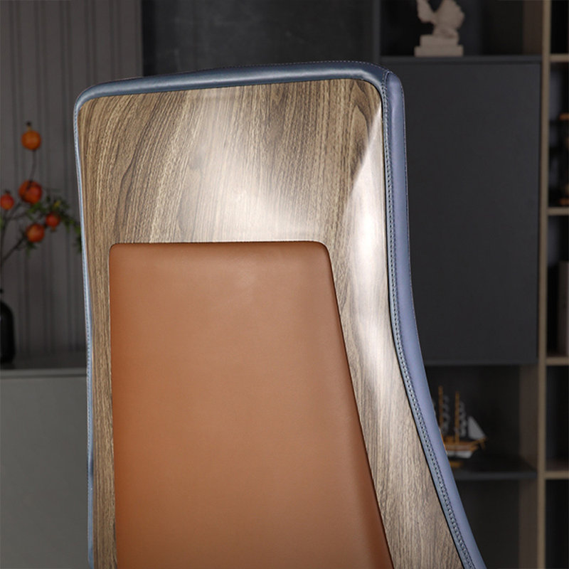 Silver Hight adjustable Faux Leather + Aluminium Alloy Office Chair, Blue