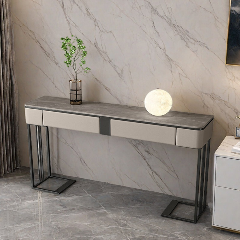 Console Nordic Luxury, H 33,5 po x l 54,3 po x P 13,8 po, Gris, Noir