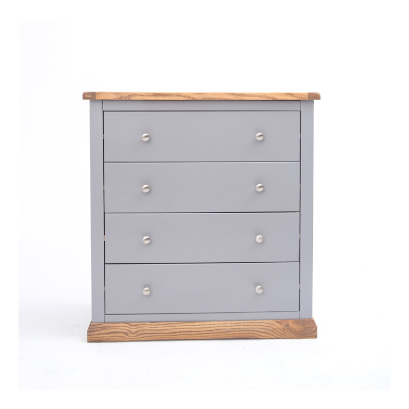 Durham 90cm W 4 - Drawer Chest of Drawers, Grey/Chrome
