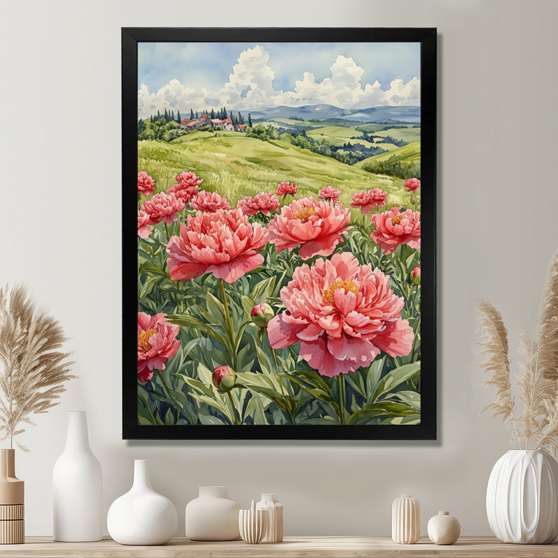 Bonifacio - reproduction d'art sur toile florale, Noir, H 20 po x l 12 po, Reproduction encadrée sans passe-partout