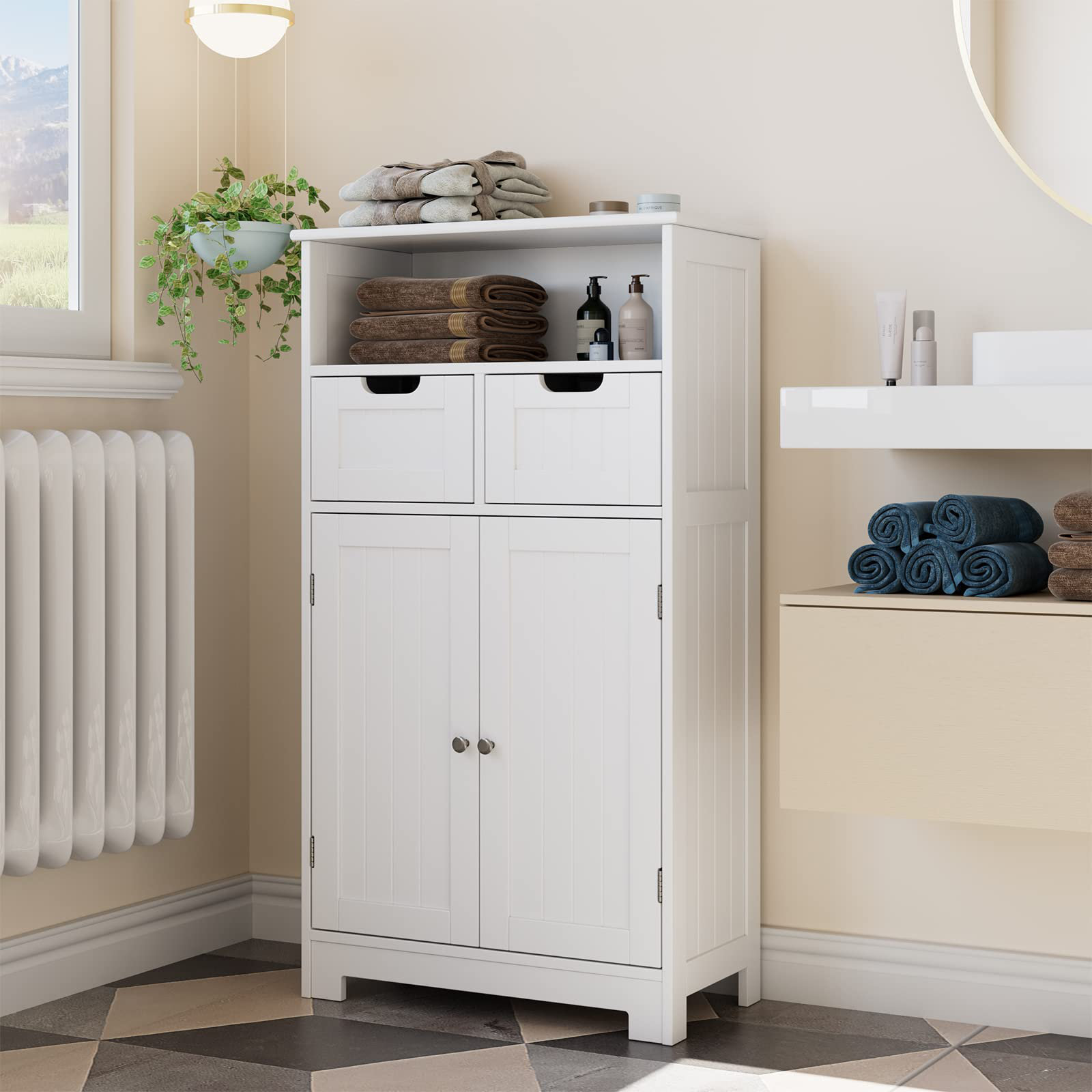 Myrtus Bathroom Storage Cabinet White Freestanding Organizer Cabinet for  Bathroom, 3 Drawers