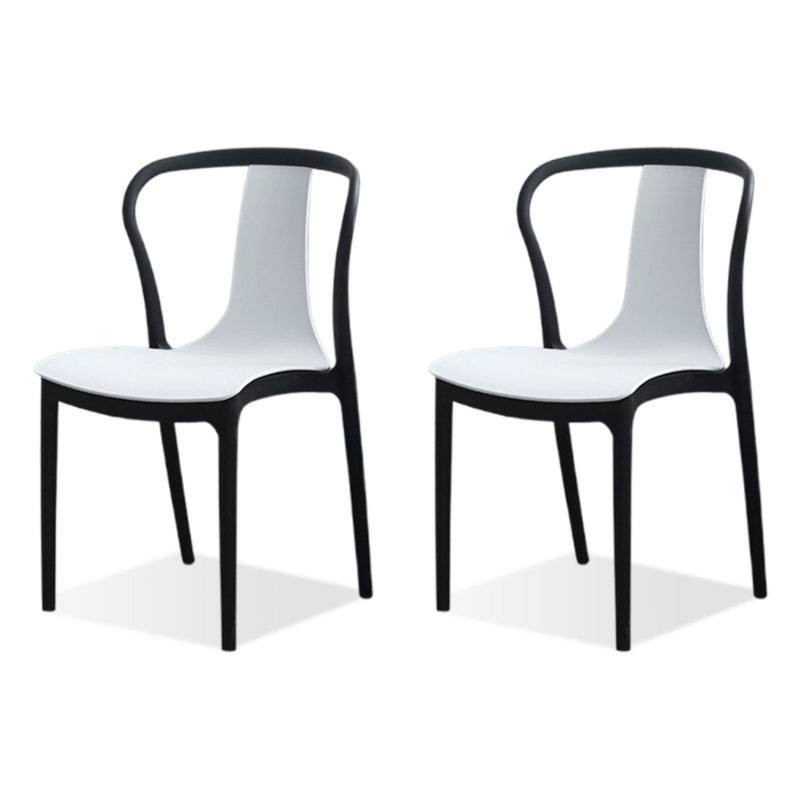 Chaise en plastique blanc à dossier solide (ensemble de 2), Blanc