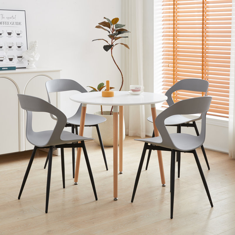 Modern Dining Chairs - Plastic Chairs - Openwork - Metal Legs, Grey