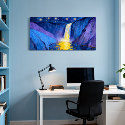 Paysage et nature, nuit étoilée, cascade, art de paysage de montagne