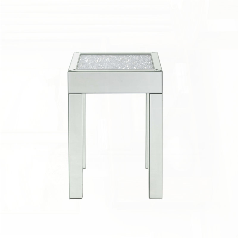 Table de bout en miroir avec détails en faux diamant - style glamour