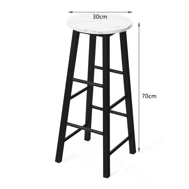 Pub Height Bar Stools Set Of 2 Rustic Faux Marble Bar Stools, White
