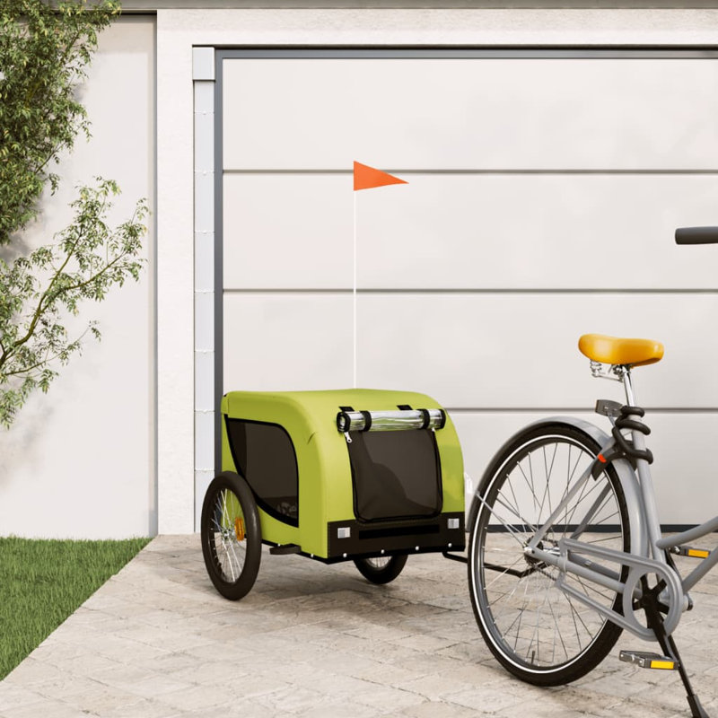 Pet Bike Trailer Oxford Fabric and Iron, Green, 70cm H x 50cm W x 125cm D