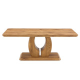 Modern simple luxury rectangular coffee table in wood colour. The computer desk. The game table