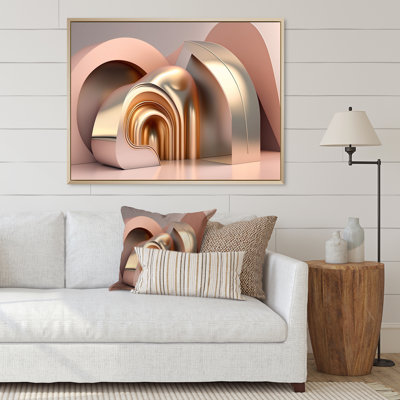Futuristic Minimal Pink Architecture I - Futuristic Architecture Wall Art Living Room