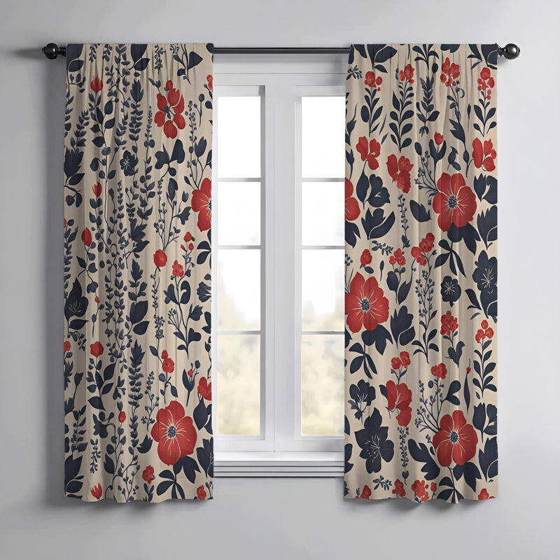 Paire de rideaux semi-transparents en polyester Rylai, L 40 po x L 61 po