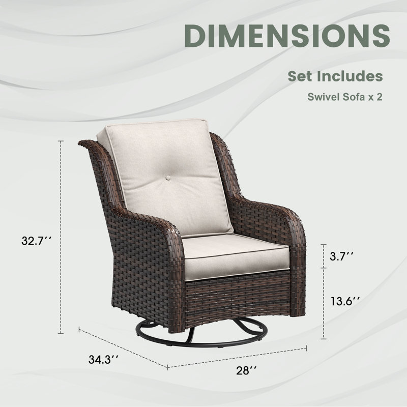 Swivel Patio Club Chair with Cushions , Sand
