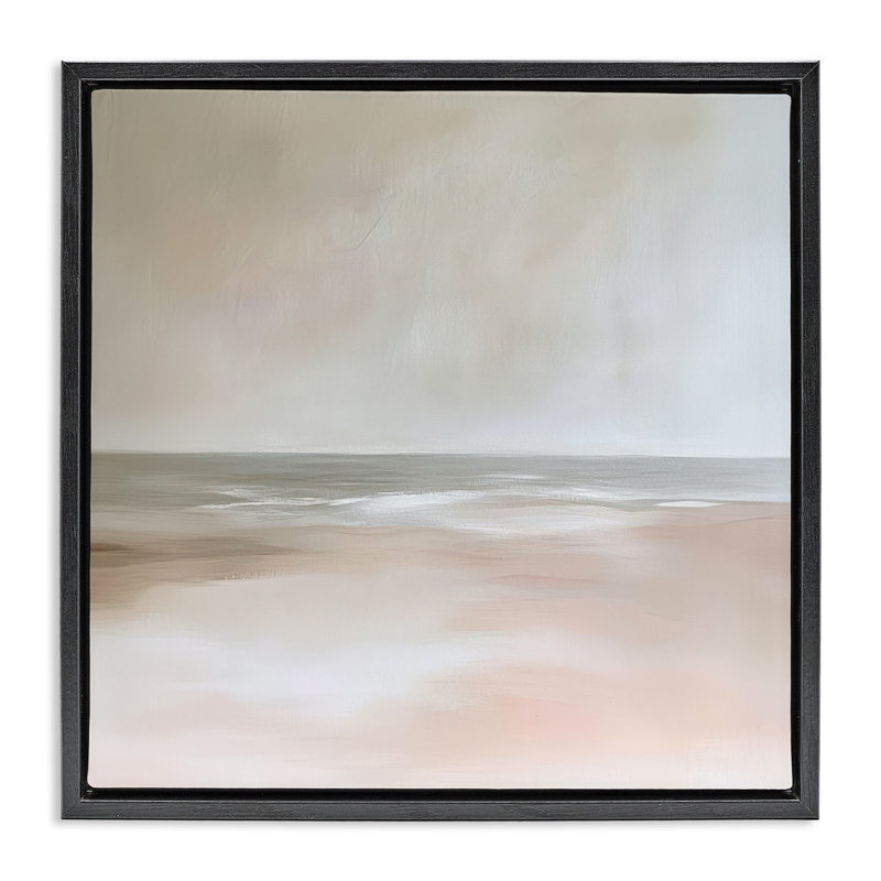 Cadre flottant Mute Landscape Soft Coast, design par Petal Prints Design, Cadre flottant noir de jais, H 18 po x l 18 po