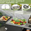 Table de barbecue pour l'extérieur avec évier et armoire, plateforme en métal pliable, roulettes verrouillables à 360 °, acier inoxydable 304, roues spacieuses pour l'espace de travail, fonction de drainage complète, installation facile