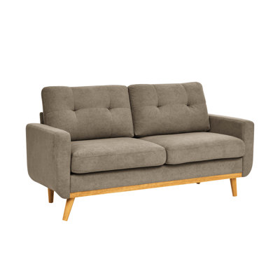 Mid-Century Modern Upholstered Tufted Loveseat Sofa With Wooden Legs by George Oliver