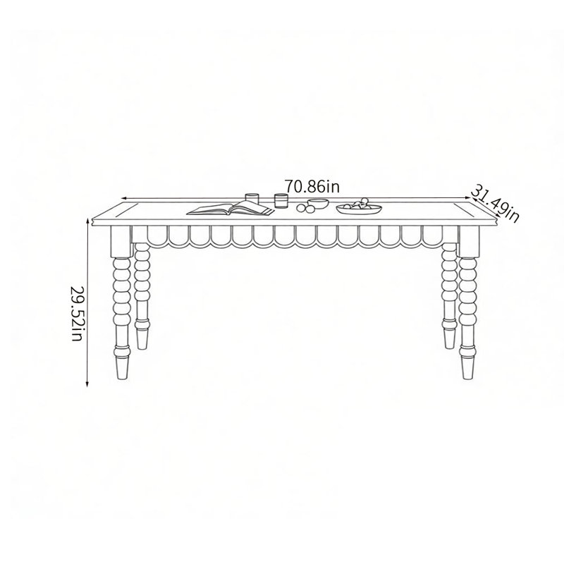 Table de salle à manger French French, 29,52 po H x 70,86 po L x 31,49 po po