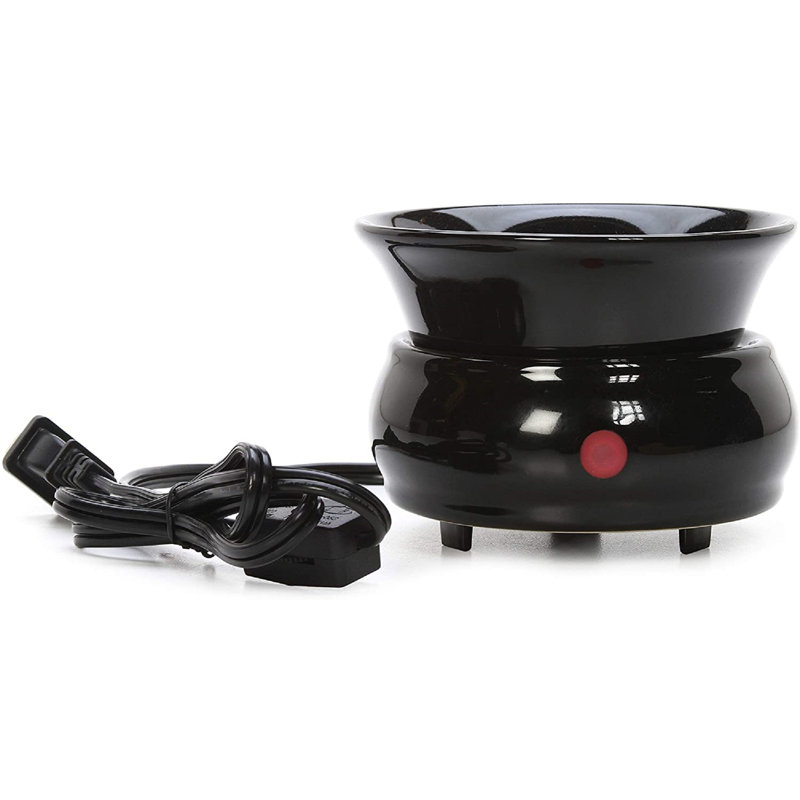 Réchaud électrique en céramique noire Hosley pour pot de parfum liquide Idéal pour le spa et l'aromathérapie. Utiliser des huiles essentielles et des huiles parfumées Wax Melts Cubes