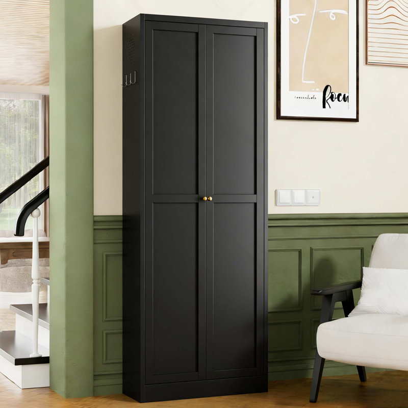 72-Inch Heavy-Duty Freestanding Metal Kitchen Pantry Bathroom Cabinet With Doors & 5 Adjustable Shelves For Pantry, Kitchen, Bathroom
