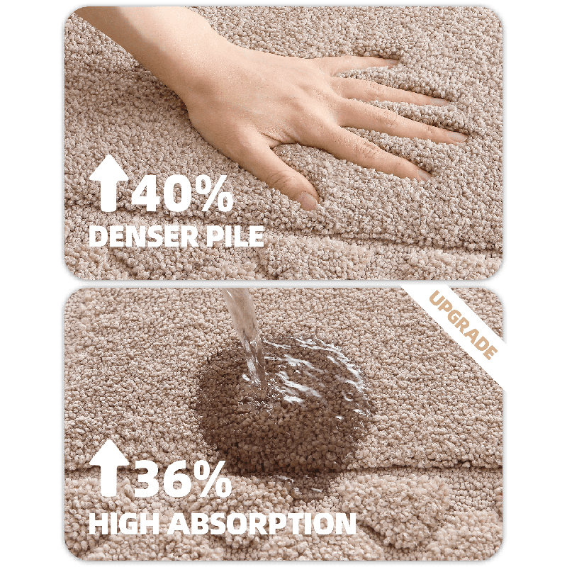 Tapis pour salle de bain en microfibre antidérapant, Simple - L 36 po x l 24 po, Brun