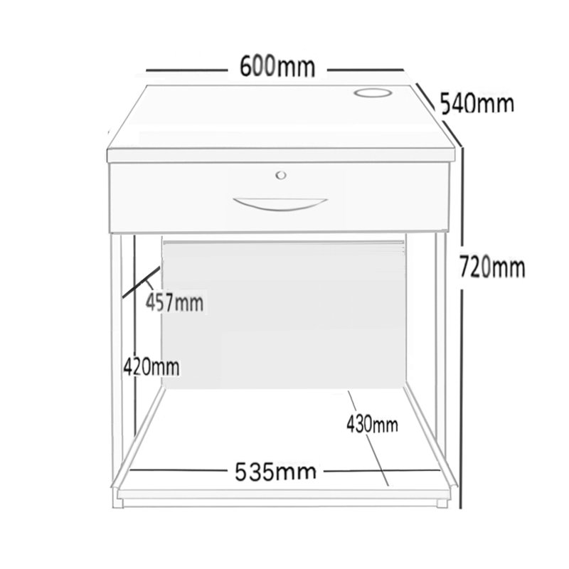 72.8cm H x 60cm W Printer Stand, Classic Oak