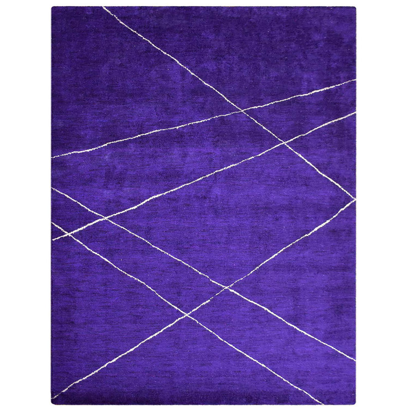 Anothny Geometric HAND KNOTTED LOOM SILK ECO-FRIENDLY AREA RUGS  - Rectangle Shape, Purple Color, Geometric Design