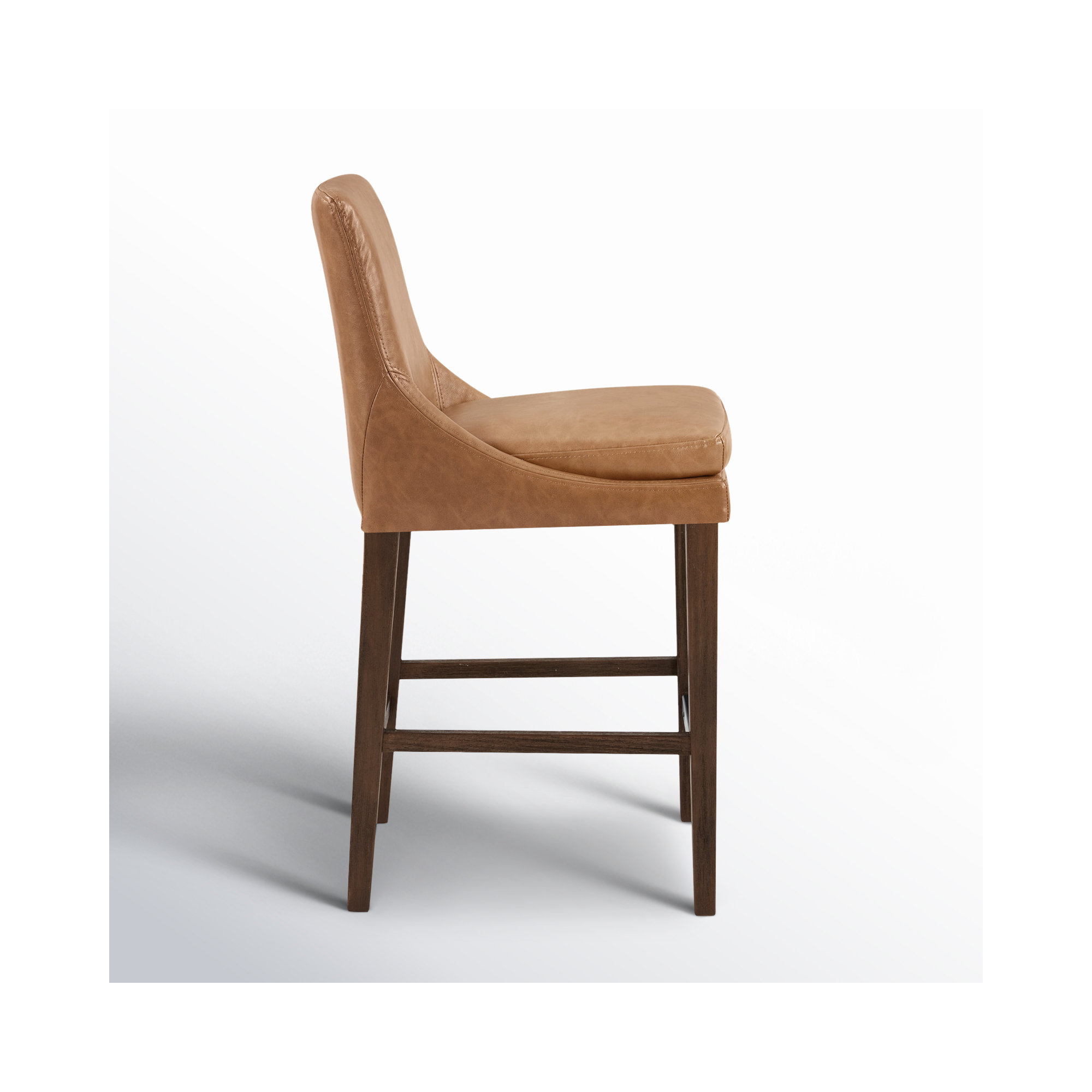 Niara Upholstered Leather Counter & Bar Stool, Copley Camel Faux Leather/Brown, Counter Stool (26” Seat Height)