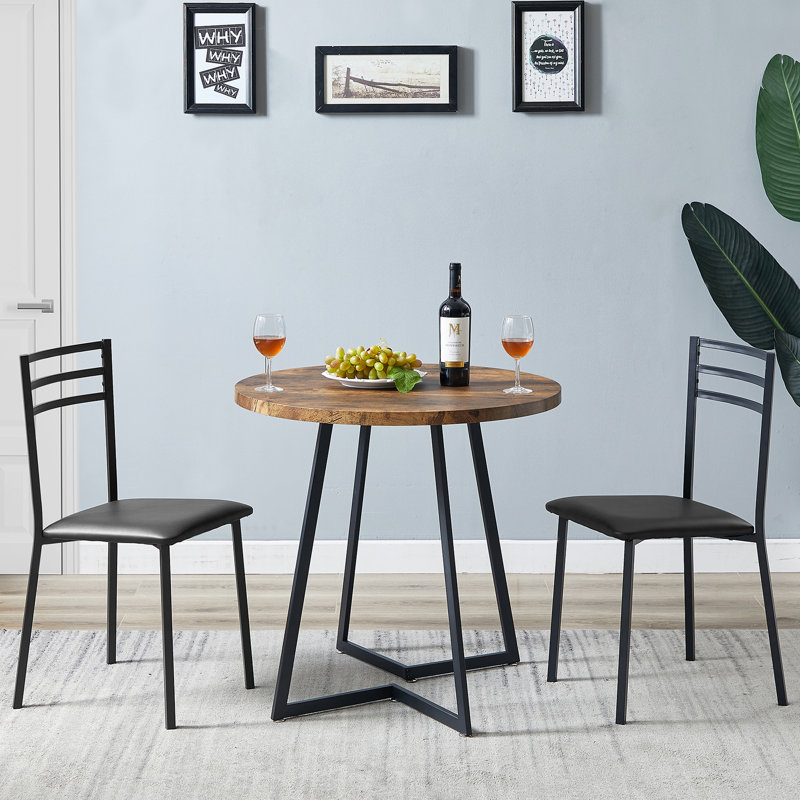 Ensemble de table de salle à manger Kilwin 3 pièces avec 2 chaises, ensemble de salle à manger encastré compact et petit bistro Kilwin