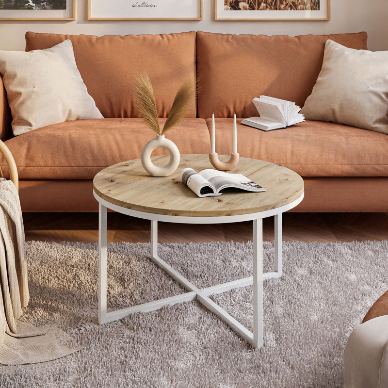 Elona Cross Legs Coffee Table, Artisan, White