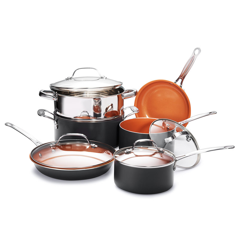 Gotham Steel 12 Piece Nonstick Cookware Set, Stay Cool Handles, Oven & Dishwasher Safe