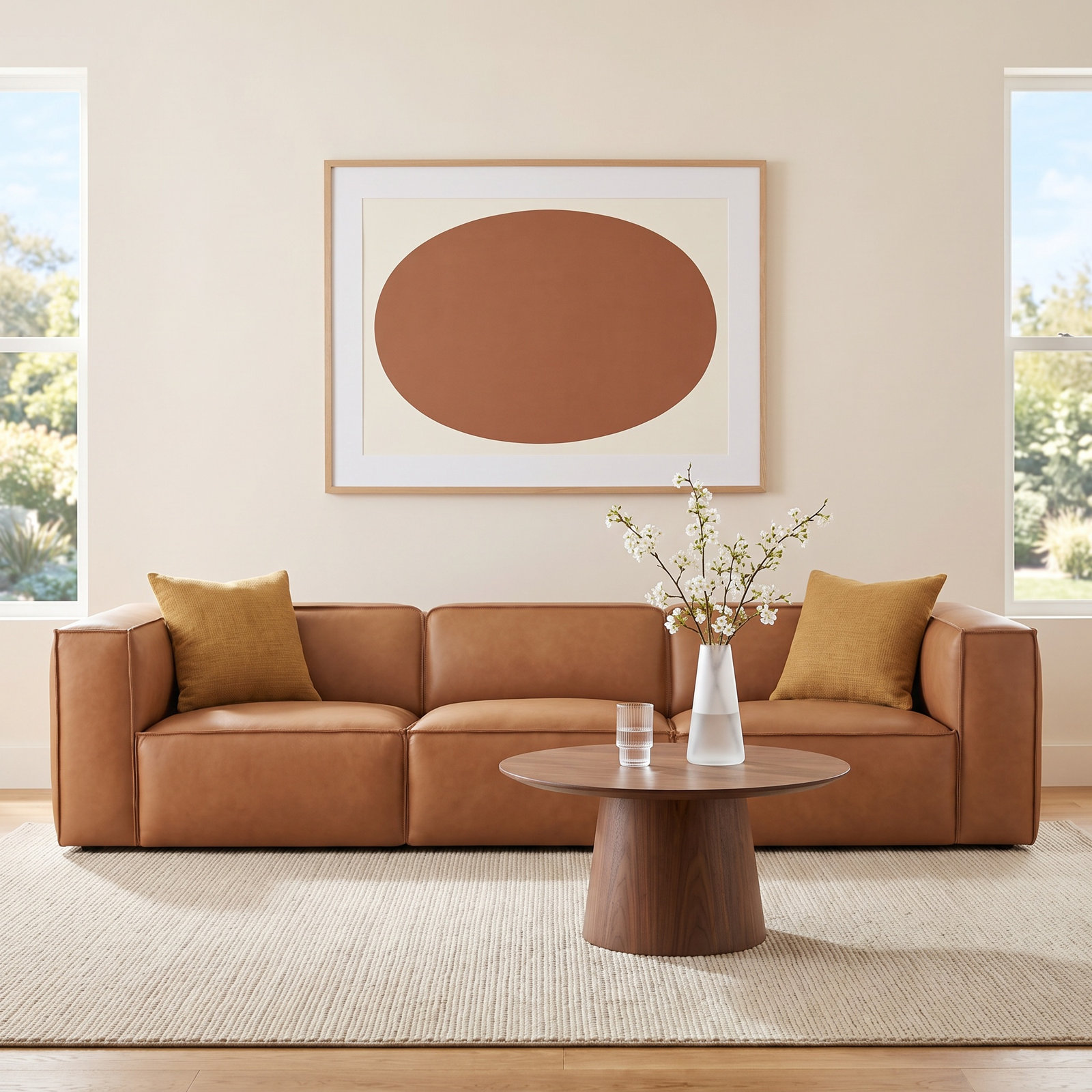 Jaye 113" Genuine Leather Modular Sofa