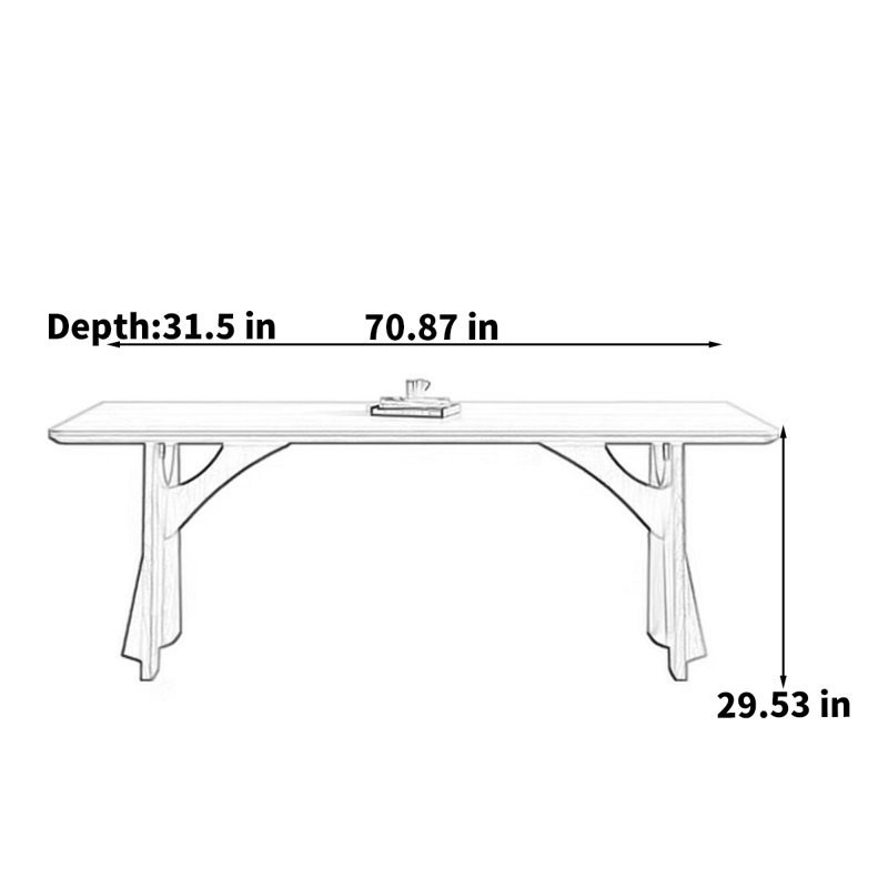 Table de salle à manger style champêtre, H 29,53 po x L 70,87 po x l 31,5 po