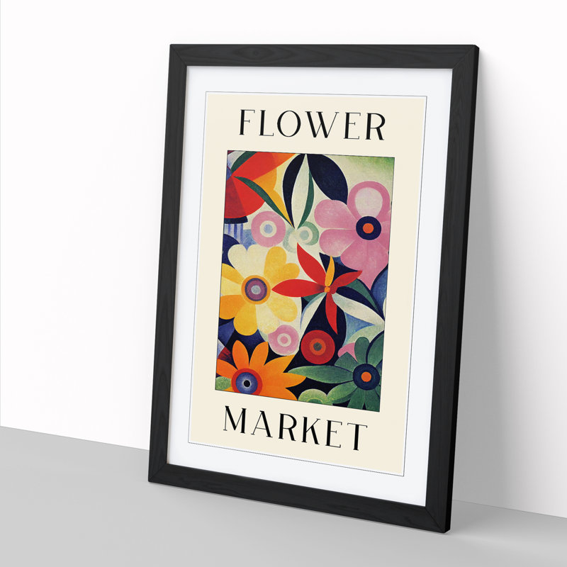 The Retro Flower Market Exhibition No.3 1 Piece Single Picture Frame Wall Art, 46cm H x 34cm W x 2cm D