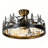 21.65" Farmhouse Rustic Flush Mount Ceiling Fan with Light, Forest Animal Cutout Cage, 6-Speed Reversible Fan & Timed Remote-859429890