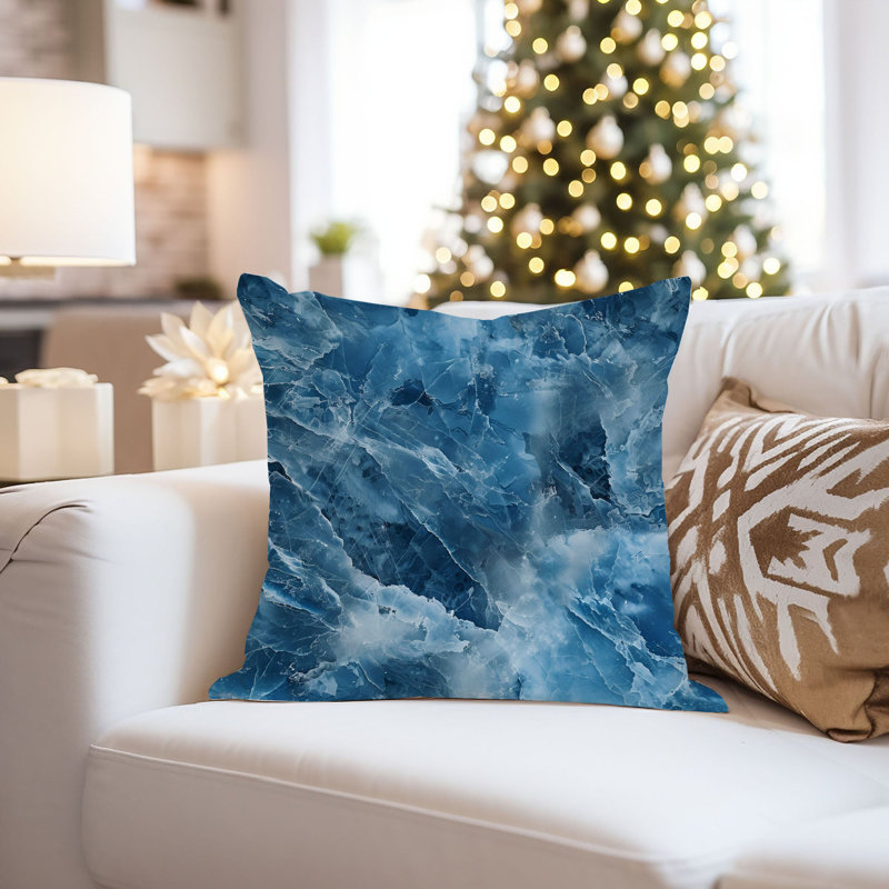 Animals William Morris Birds Damask Pattern I Cottage, 18" H x 18" W, Abstract Blue Marble Crystal Geode IX Modern