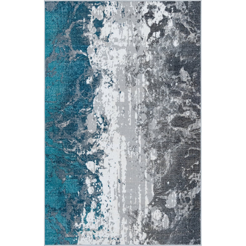 Tapis bleu / gris, Rectangle 3 pi 3 po x 5 pi 3 po