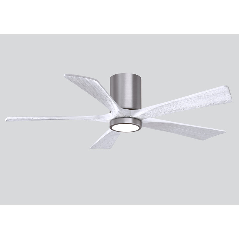 Irene 5 - Blade LED Ceiling Fan with Light Kit Included, Matte White, Brushed Pewter, 52"