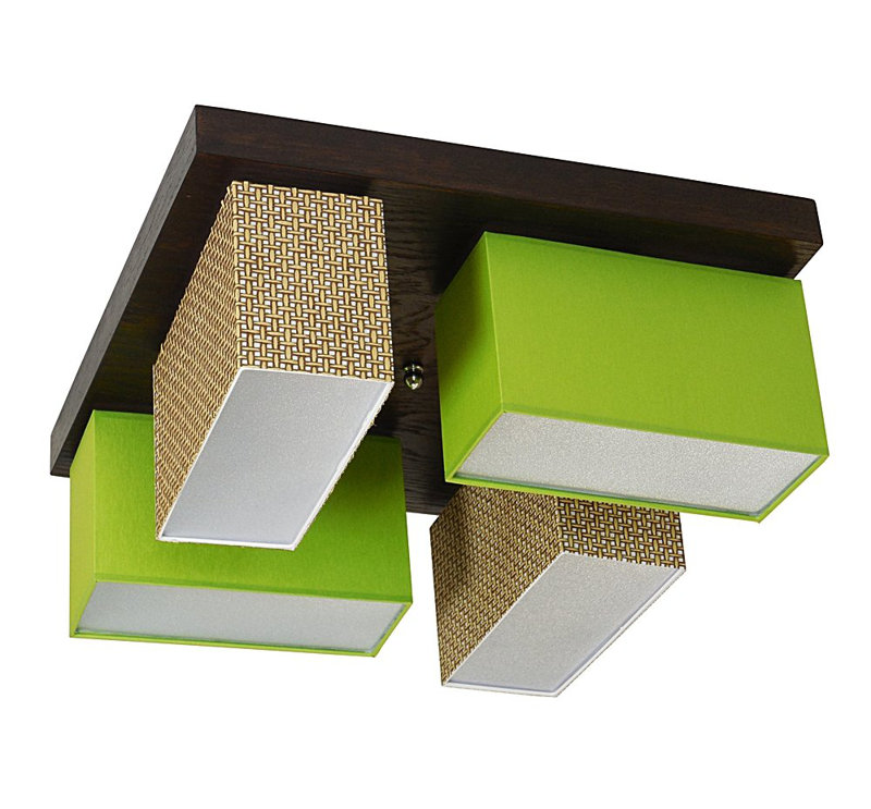 Judkins Flush Mount, Dark brown, China grass/Green