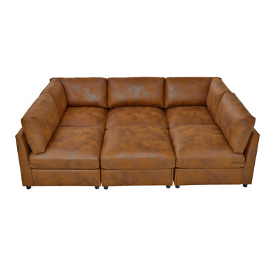 Faux Leather Fabric Modular Sectional
