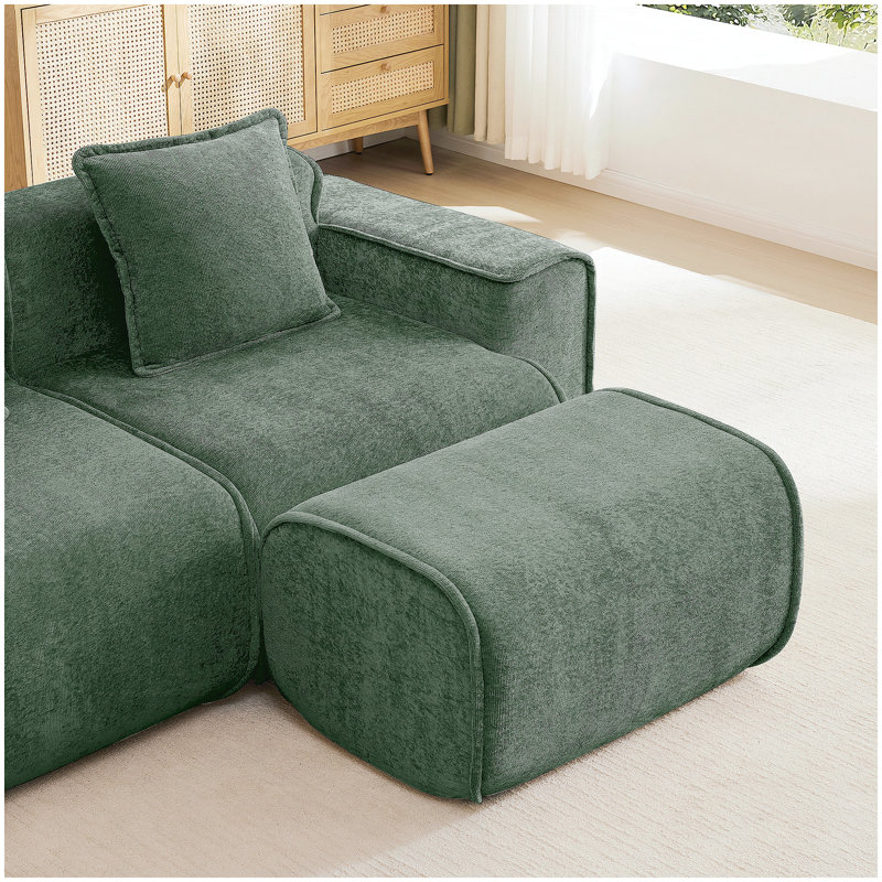 Harrison Ottoman Velvet- Green, Green