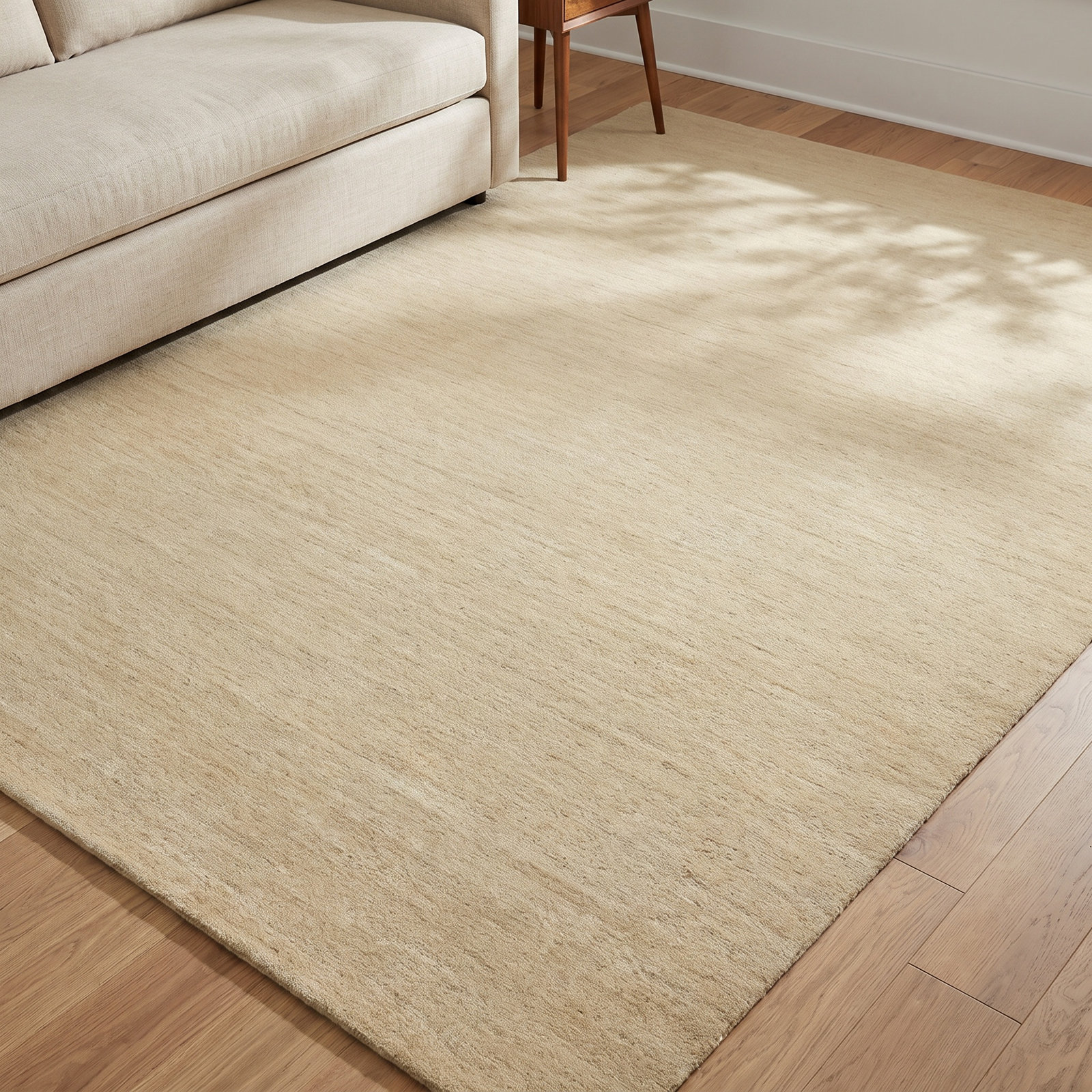 Yolandi Beige Hand-Woven Wool Rug, Rectangle 6' x 9'