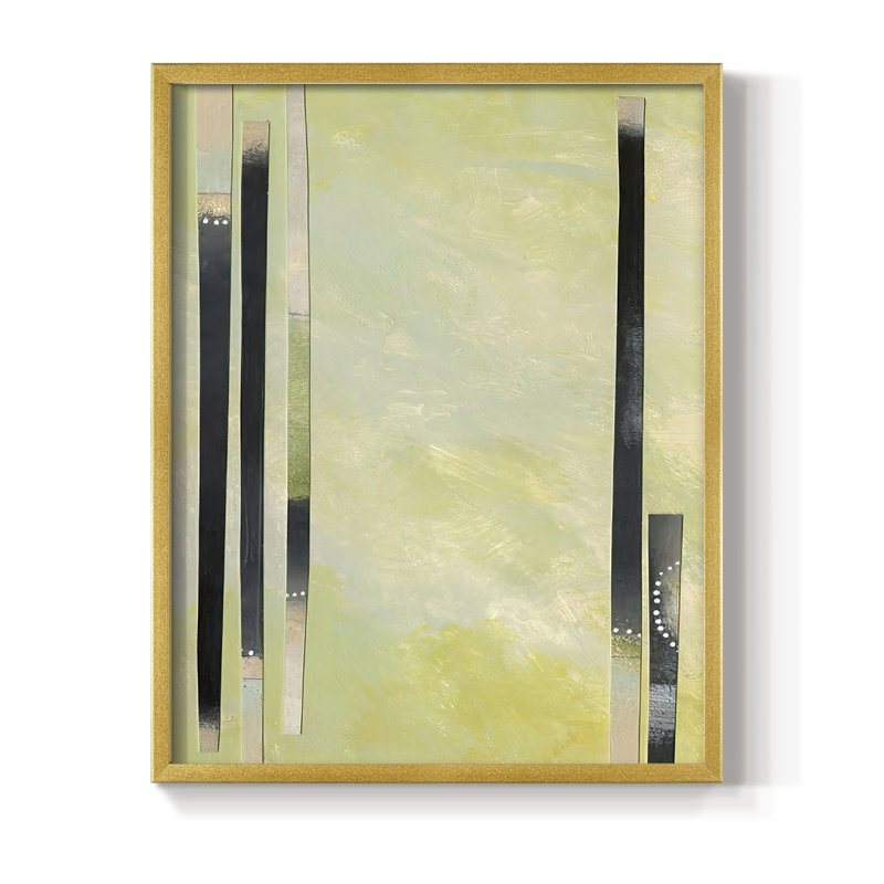 Neutral Assemblage II Framed Print - Solid Wood, 30" H x 24" W, Gold