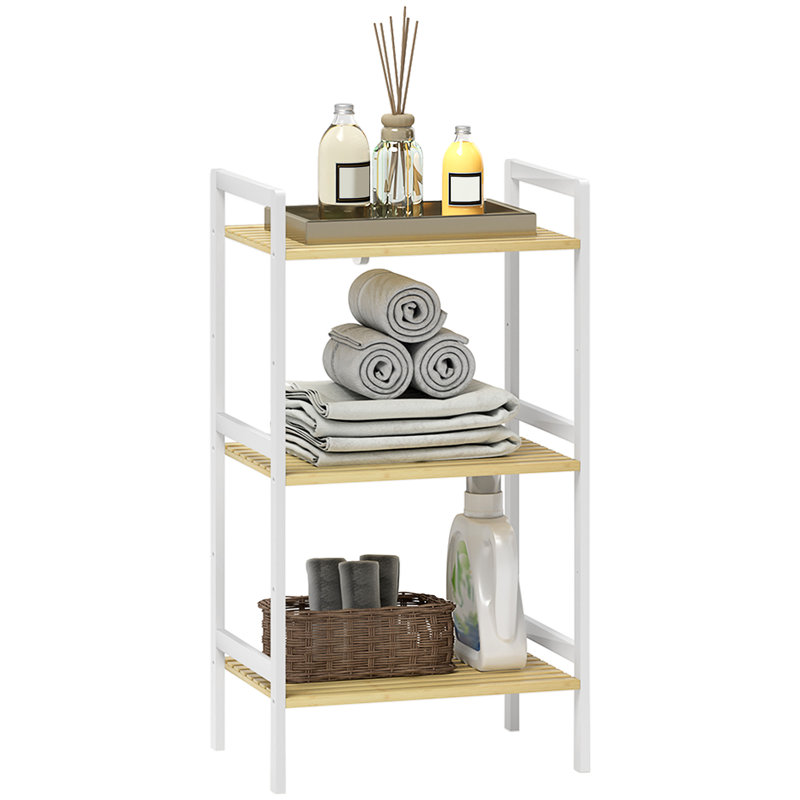 Bamboo Freestanding Bathroom Shelves, White